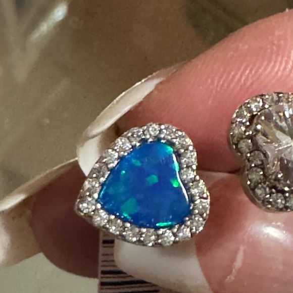 AZURE GILSON OPAL& WHITE SAPPHIRE
DOUBLE HEART TOI ET MOI ADJUSTABLE RING 8 - Picture 12 of 16